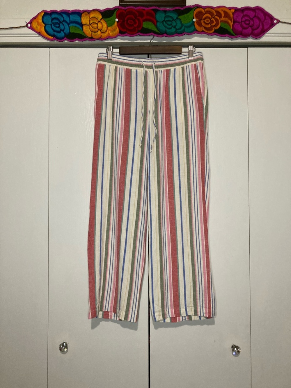 Old Money Small Linen Blend Pull-On Wide Leg Pants Resortwear Beachy Coastal